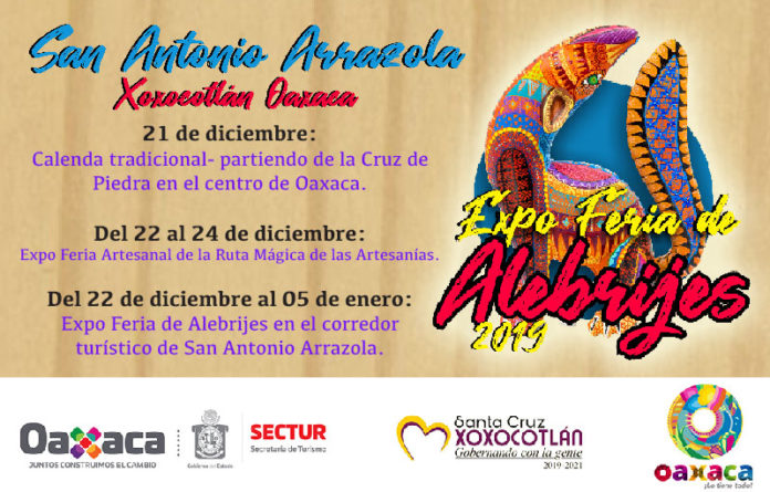 A partir del 22 de diciembre la población tendrá la expo feria de la Ruta Mágica de las Artesanías y de alebrijes.