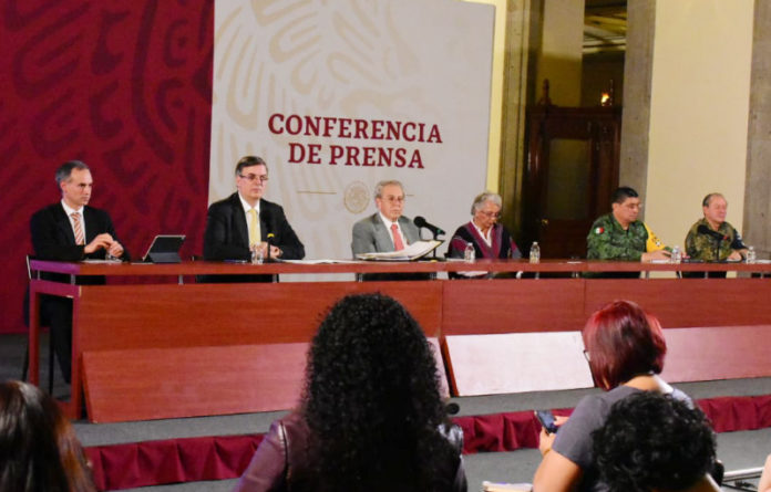 Aspecto de la conferencia de prensa por la pandemia de COVID-19.