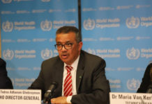 El director general de la OMS, Tedros Adhanom Ghebreyesus, durante una conferencia en Ginebra, Suiza. Foto Xinhua / Archivo.