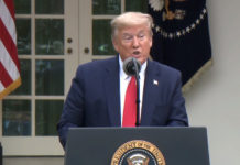 El presidente Trump anunció el martes en la Casa Blanca la decisión del gobierno de EE.UU. de retirar el financiamiento a la Organización Mundial de la Salud (OMS). Foto: Captura de Pantalla.