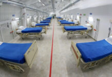 Camas disponibles para pacientes con coronavirus en Clínica Covid de Nuevo Laredo, Tamaulipas. Foto La Jornada.