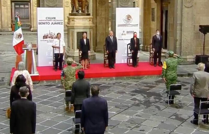 Conmemoran 148 Aniversario Luctuoso del Licenciado Benito Juárez García en Palacio Nacional.