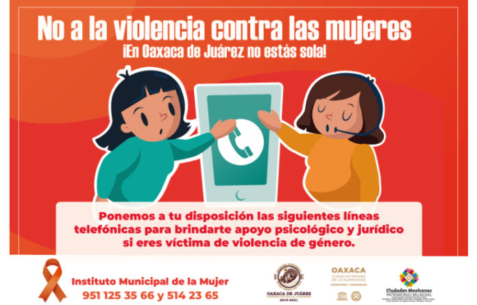 El Instituto Municipal de la Mujer ofrece atención, asesoría y orientación telefónica en los números 951 125 3566 y 514-2365.