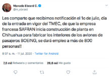 El secretario de Relaciones Exteriores, Marcelo Ebrard, informó que una empresa europea de la industria aeronáutica realizará inversiones en el país. Captura de imagen de Twitter @m_ebrard.