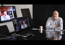 Videoconferencia entre el gobernador de Zacatecas, Alejandro Tello y el secretario de Salud de la entidad, Gilberto Breña Cantú. Foto @GilbertoBreC.
