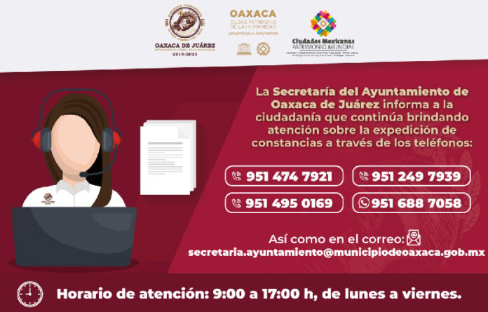 Las y los interesados deberán solicitar una cita previa comunicándose al teléfono 951 688 7058, de lunes a viernes en un horario de 10:00 a 15:00 horas.