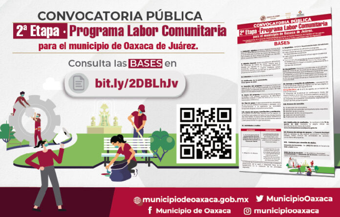 Las bases se encuentran disponibles en la página del Gobierno Municipal: municipiodeoaxaca.gob.mx; la fecha límite para inscribirse es el 12 de agosto.