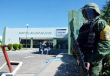 El Hospital Militar Covid-19, ubicado en la base del 52 Batallón de Infantería del Ejército Mexicano, en la ciudad de Guadalupe, Zacatecas. Foto Alfredo Valadez.