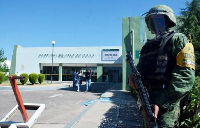 El Hospital Militar Covid-19, ubicado en la base del 52 Batallón de Infantería del Ejército Mexicano, en la ciudad de Guadalupe, Zacatecas. Foto Alfredo Valadez.