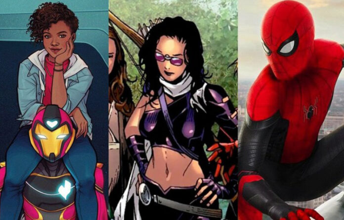 Spider-Man, Kate Bishop e Ironheart, personajes de Marvel. Foto Cortesía Marvel.