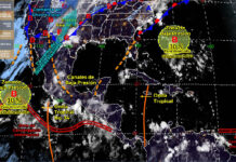 El SMN informó que la noche del martes y madrugada de este miércoles el Frente Frío Número 2 ingresó a la frontera norte de México, ocasionando inestabilidad atmosférica y lluvias muy fuertes (de 50 a 75 milímetros [mm]) en Coahuila y Nuevo León. Imagen tomada del Twitter de @conagua_clima.