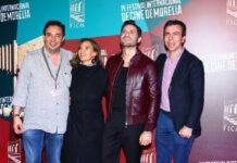 En la imagen Cuauhtémoc Cárdenas Batel, vicepresidente del certamen; Daniela Michel, directora general del FICM; el actor Édgar Ramírez y Alejandro Ramírez Magaña, presidente de encuentro fílmico.Foto Medios y Media.