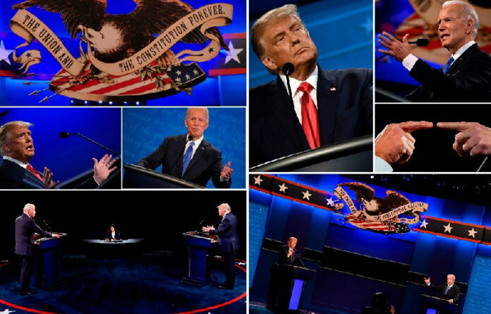 Joe Biden y Donald Trump en imágenes del debate. Foto Afp.