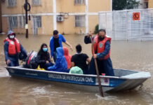 Protección Civil se encuentra en alerta y apoyando, al tiempo que hizo un llamado a evitar salir de casa. Foto twitter: @ProcivilTabasco.