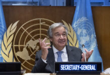 El secretario general de la ONU, Antonio Guterres, pidió la "inmediata inyección" de 15 mil millones de dólares para un fondo mundial que permita comprar y distribuir vacunas contra el Covid-19. Foto Xinhua.