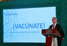 El subsecretario de Salud, Hugo López-Gatell, durante la conferencia matutina desde Palacio Nacional, en la Ciudad de México, el 20 de julio de 2021. Foto Luis Castillo.