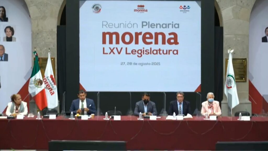 Sesión plenaria de los Senadores de Morena y sus aliados del PT, PVEM y PES