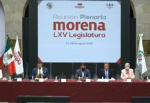 Sesión plenaria de los Senadores de Morena y sus aliados del PT, PVEM y PES